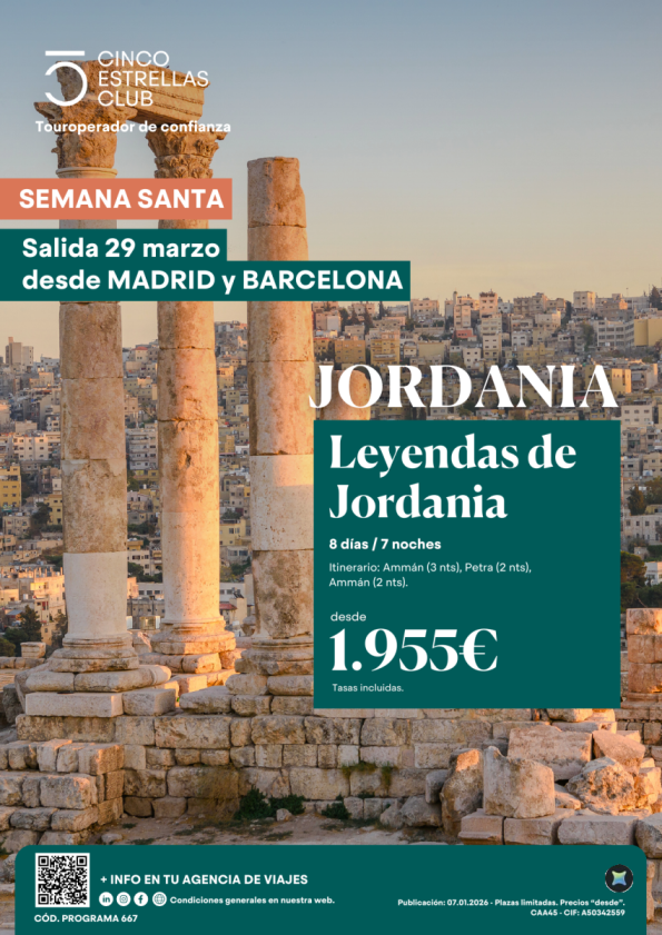 Cupos| Semana Santa Leyendas de Jordania 8ds/7ns dsd 1.955 &euro; 