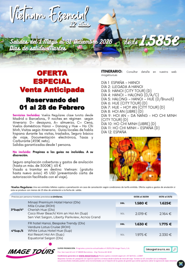 Vietnam Esencial, 12 días de viaje desde 1585 &euro; hasta diciembre 2026 ¡venta anticipada este febrero!