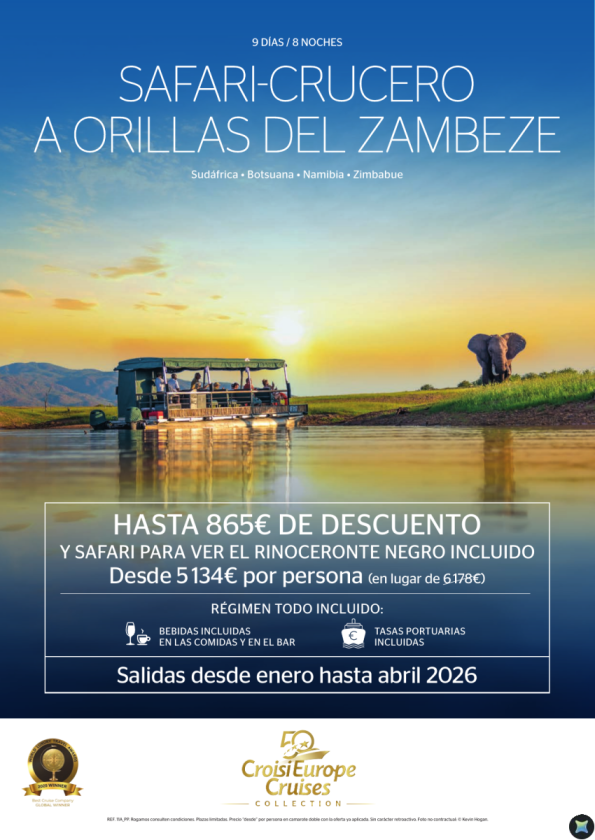 Hasta 865 &euro; de DESCUENTO- Safari-crucero a orillas del Zambeze en África - 9 días - Todo Incluido