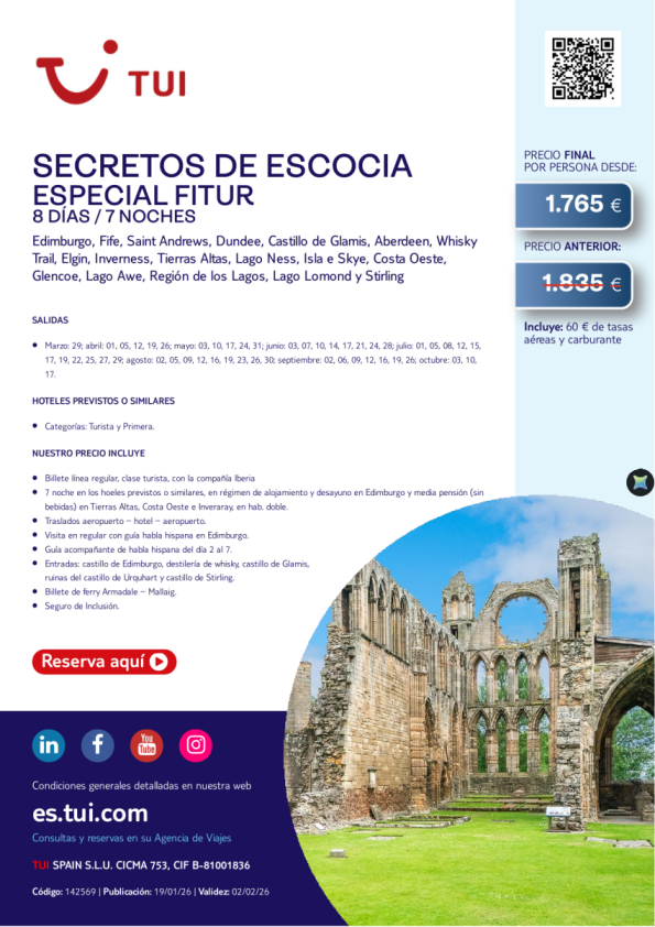 Especial Fitur. Secretos de Escocia. 8 días / 7 noches. Salidas hasta OCT desde 1.765 &euro; 