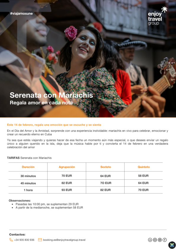 Serenata con Mariachis - Regala amor en cada nota en Cuba desde en 64 &euro; 