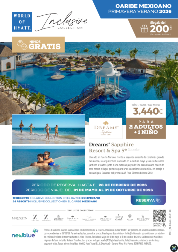 Niños GRATIS Dreams Sapphire - Reserva hasta el 28 de febrero