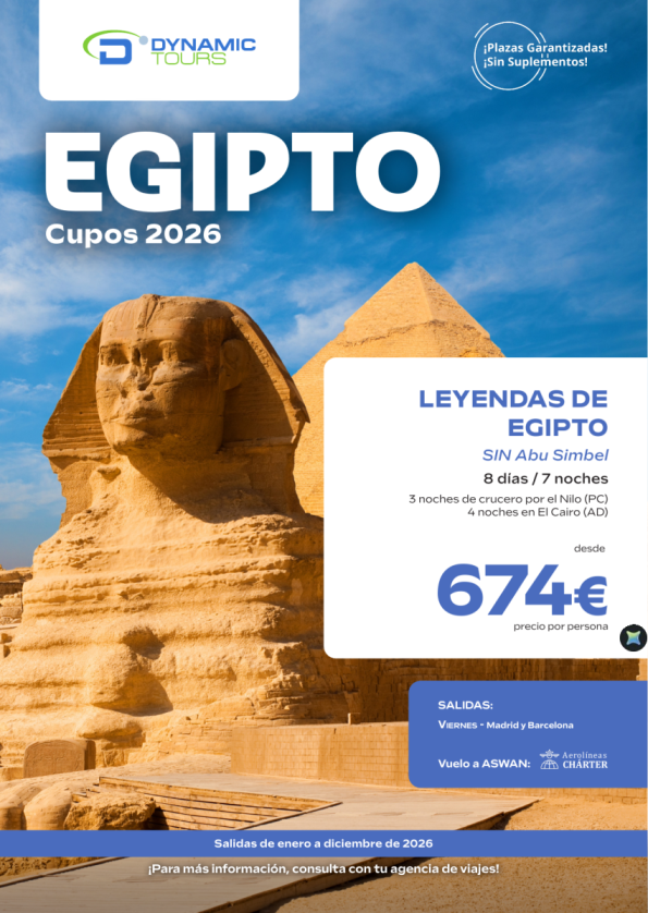 EGIPTO ?Leyendas de Egipto SIN Abu Simbel??3cru+4cai?(? Madrid y Barcelona) desde 674 &euro; 