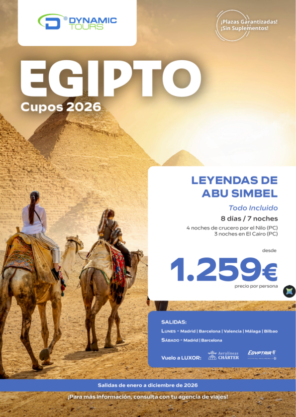 EGIPTO ?leyendas de Abu Simbel T.I??4cru+3cai?(? Madrid, Barcelona, Valencia, Málaga y Bilbao) desde 1.259 &euro; 