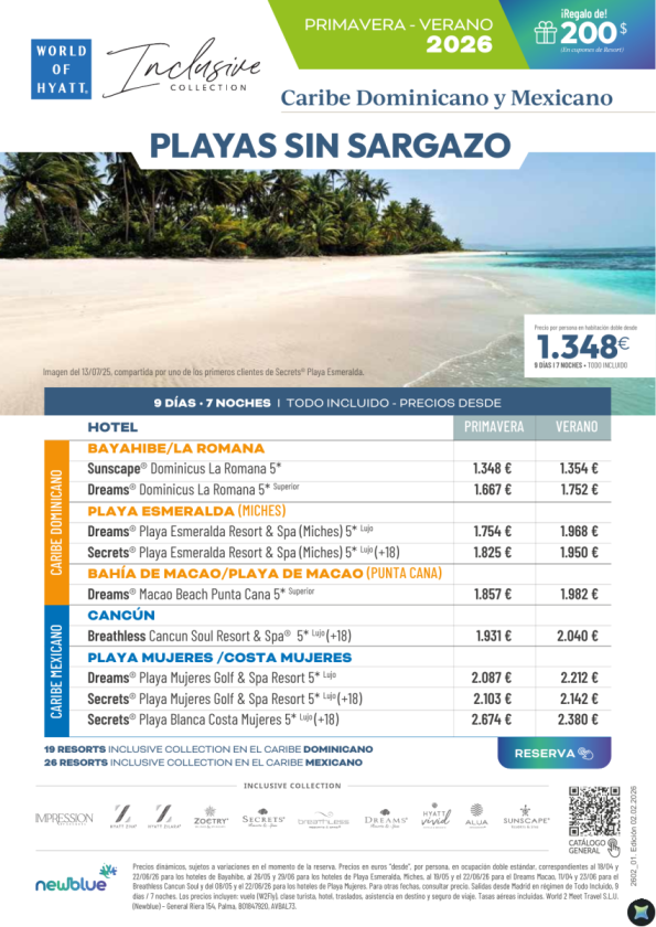 Caribe SIN Sargazo - México y Dominicana. Descubre qué hoteles puedes ofrecer 100% tranquilo