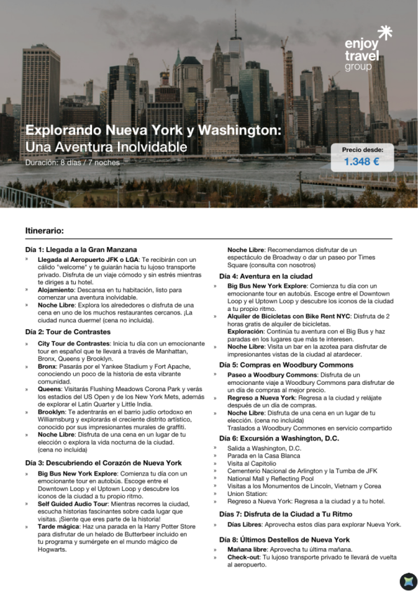 Explorando Nueva York y Washington: Una Aventura Inolvidable desde 1.348 &euro; 