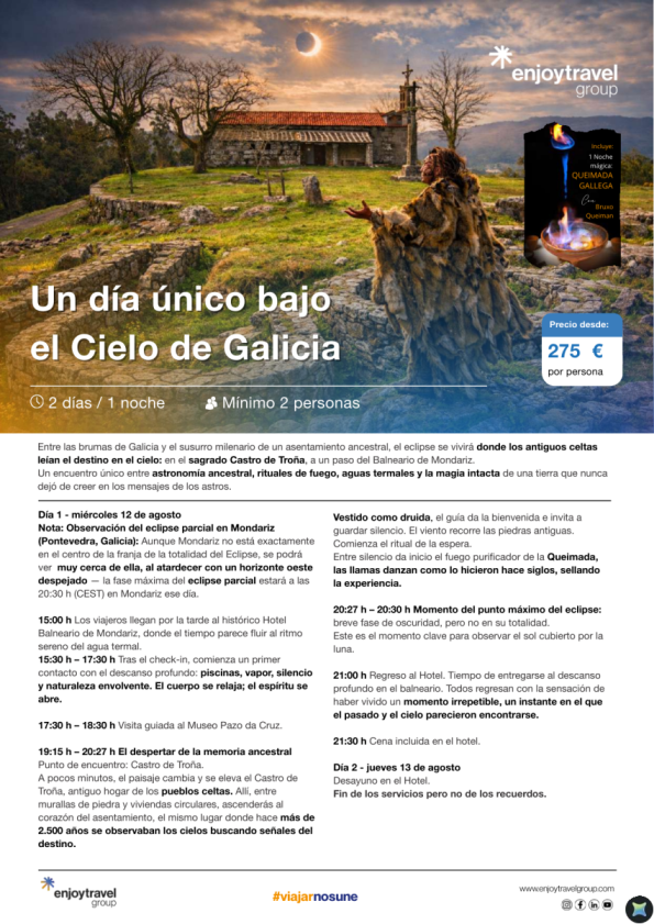 Un día único bajo el Cielo de Galicia  ECLIPSE desde 275 &euro; 