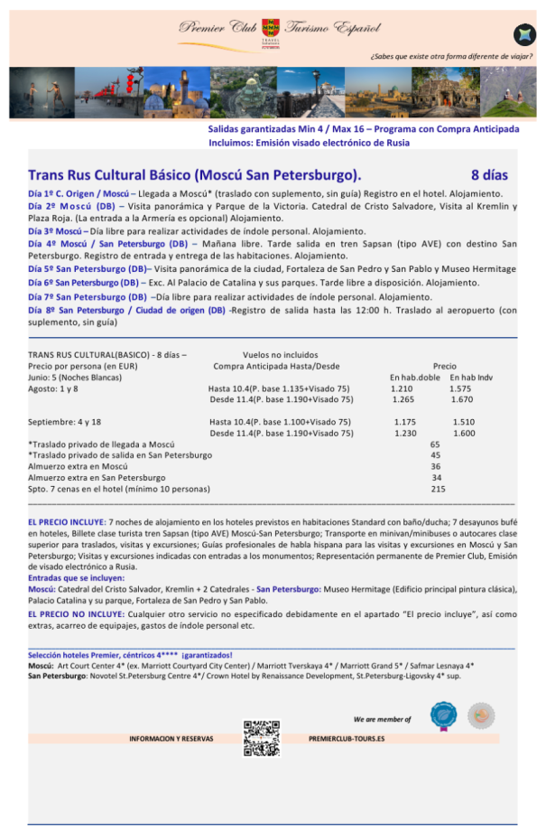 Trans Rus Cultural Básico (Moscú y San Petersburgo)