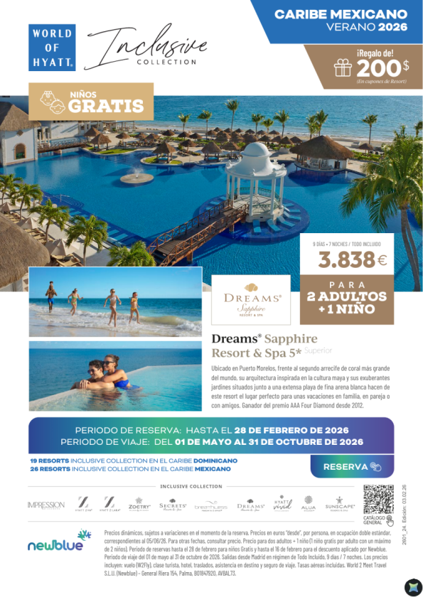 Niños GRATIS Car. Mexicano - Dreams Sapphire - Adelanta tu reserva de Verano