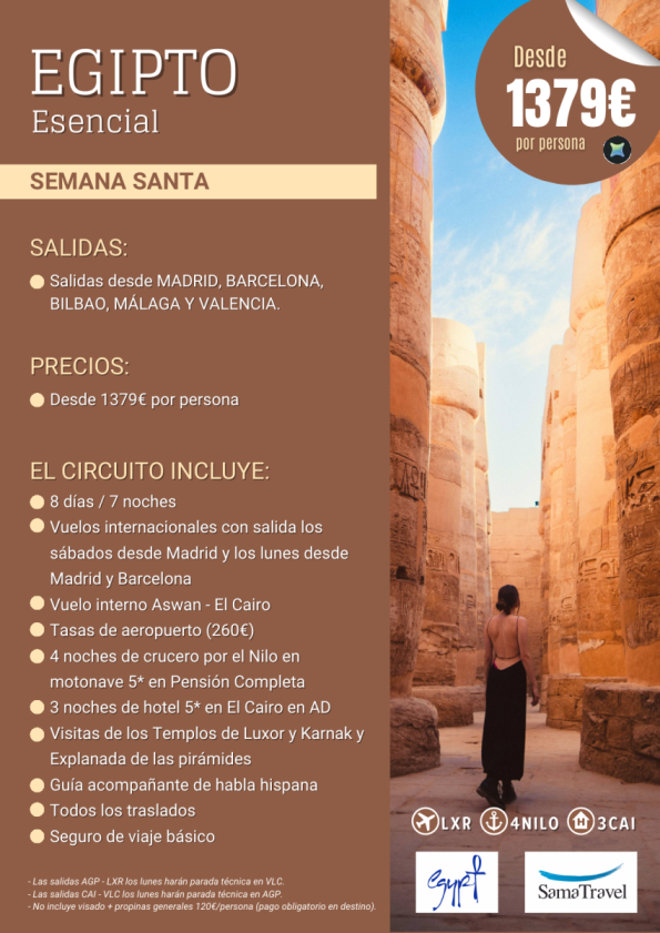 EGIPTO Esencial S.Santa: 8 días crucero +Cairo +visitas [desde Mad, Bcn, Bio, Vlc y Agp] **desde 1.379 &euro; **