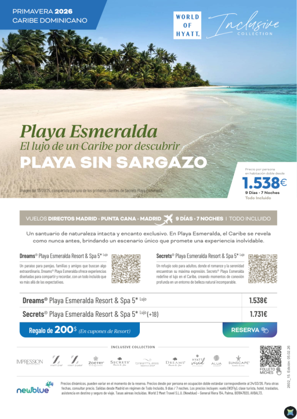 Ultimos días Playa Esmeralda, Miches SIN Sargazo a solo 1.538 &euro; . Dreams y Secrets Playa Esmeralda.Caribe virgen