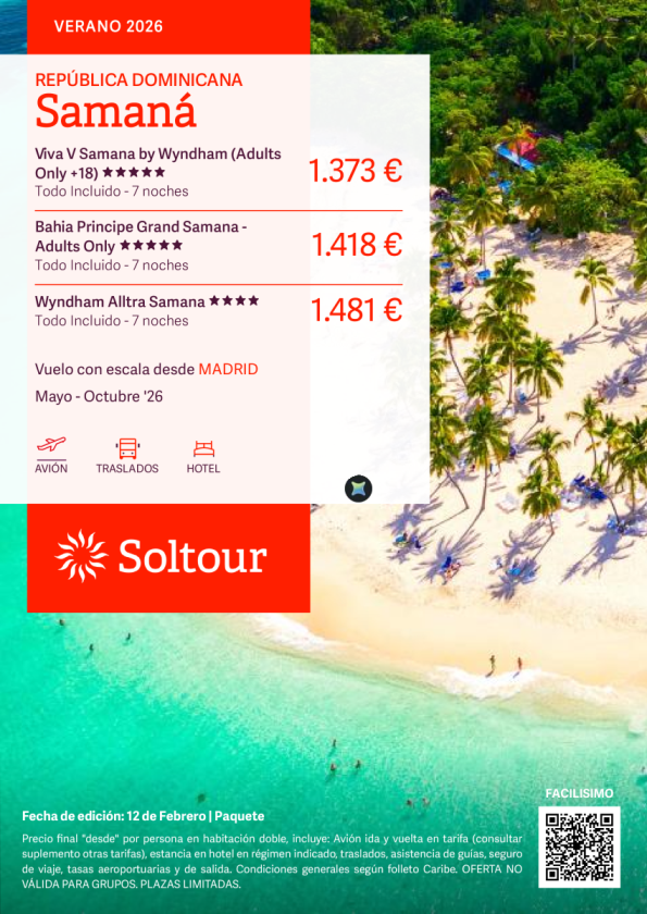 Samaná en Viva V Samana by Wyndham, Bahia Principe Gran Samana o Wyndham Alltra Samana desde 1.373 &euro; , salidas desde Madrid