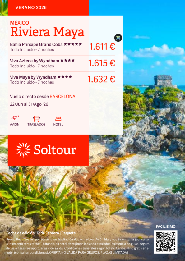 Riviera Maya en Bahia Principe Grand Coba, Viva Azteca by Wyndham o Viva Maya by Wyndham desde 1.611 &euro; , salidas del 22 Jun al 31 Ago desde Barcelona