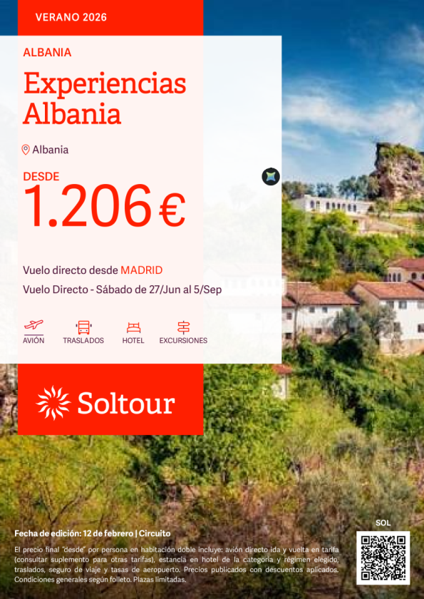 Experiencias Albania desde 1.206 &euro; , salidas del 27 Junio al 5 Septiembre desde Madrid