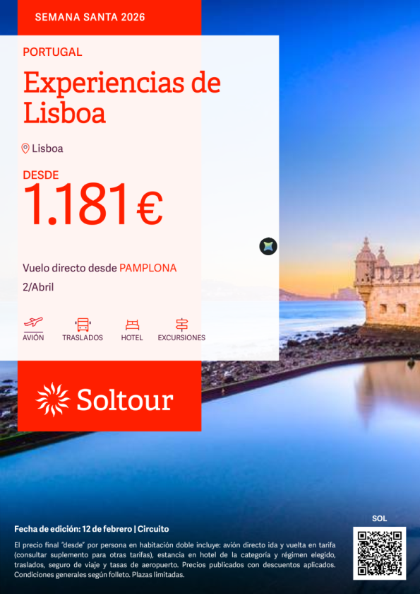 Experiencias de Lisboa desde 1.181 &euro; , salidas el 2 de abril desde Pamplona
