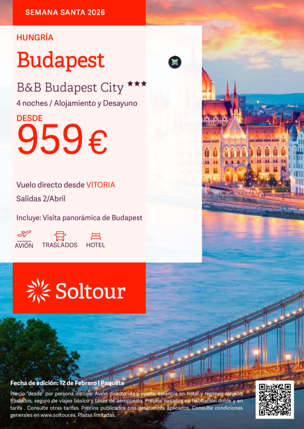 Budapest Semana Santa desde 959, salidas el 2 de abril desde Vitoria