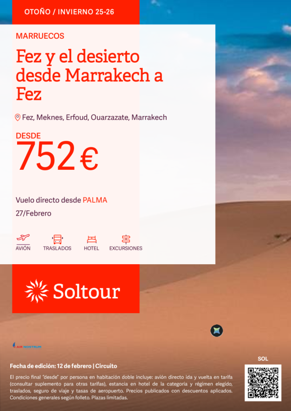 Fez y el desierto desde Marrakech a Fez desde 752 &euro; , salidas 27 de febrero desde Palma