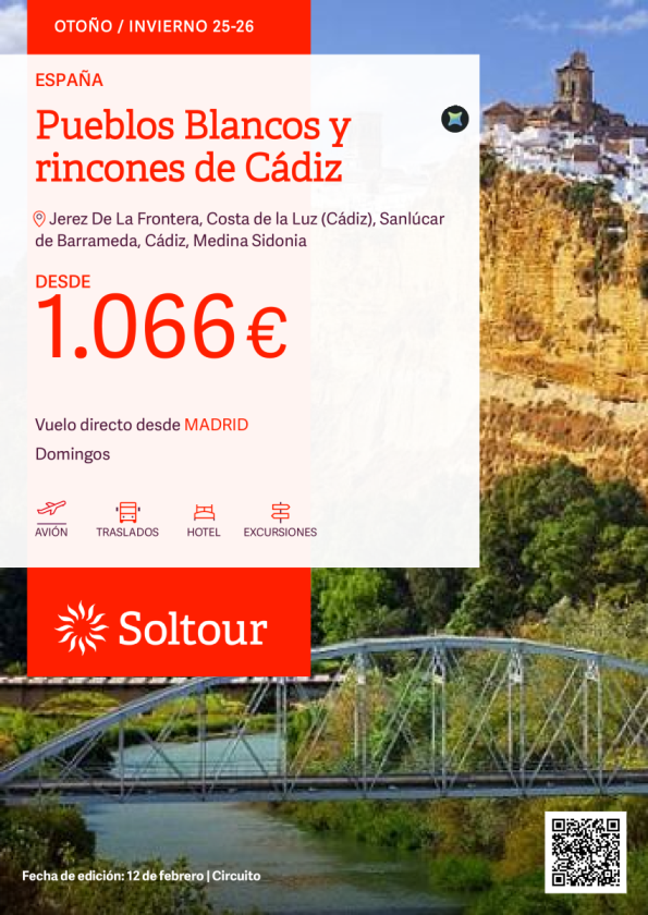 Pueblos Blancos y rincones de Cádiz desde 1.066 &euro; , salidas desde Madrid