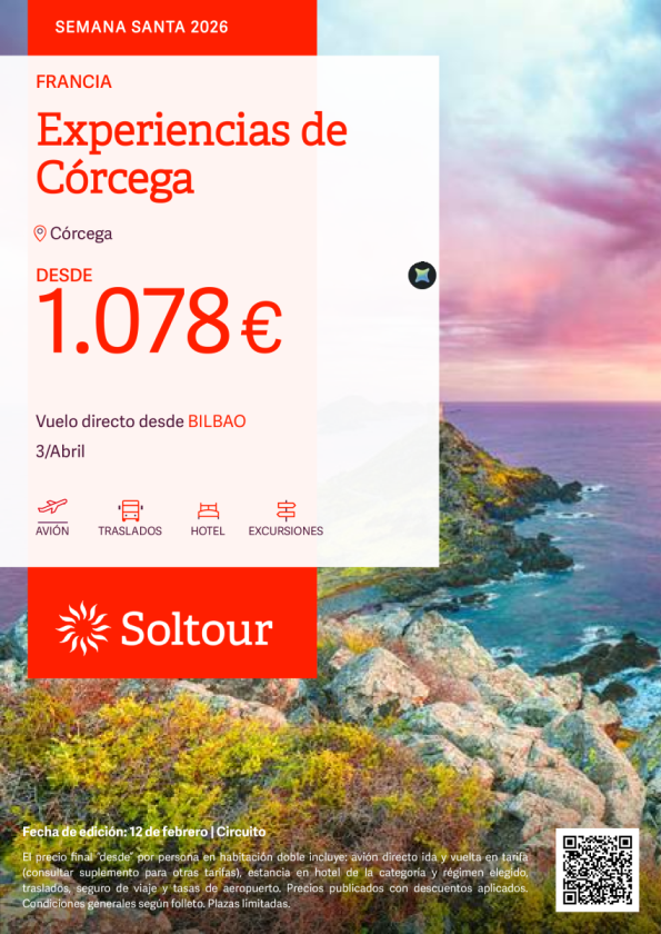 Experiencias de Córcega desde 1.078 &euro; , salidas el 3 de abril desde Bilbao