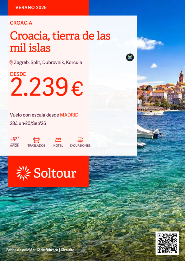 Croacia, tierra de las mil islas desde 2.239 &euro; , salidas del 28 de junio al 20 de septiembre desde Madrid