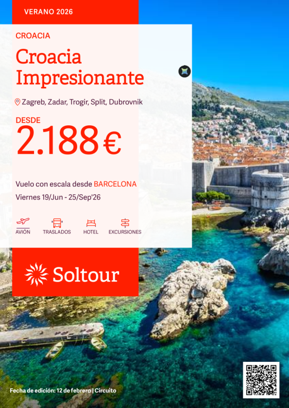 Croacia Impresionante desde 2.188 &euro; , salidas de junio a septiembre desde Barcelona