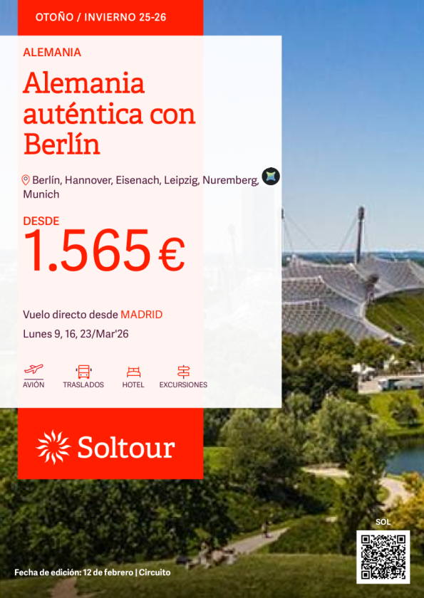 Alemania auténtica con Berlín desde 1.565 &euro; , salidas 9, 6 y 23 de marzo desde Madrid
