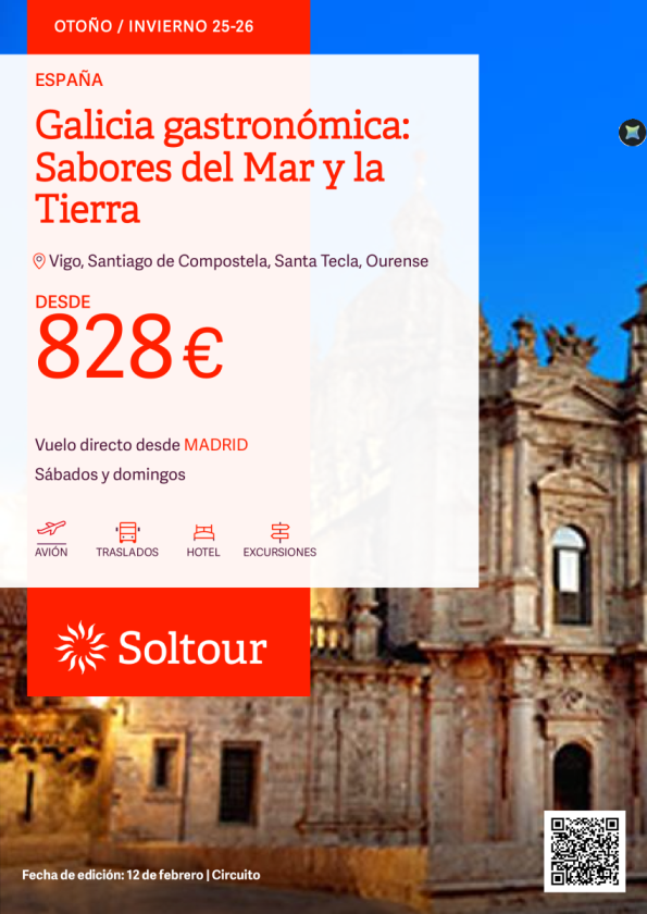 Galicia gastronómica: Sabores del Mar y la Tierra desde 828 &euro; , salidas desde Madrid