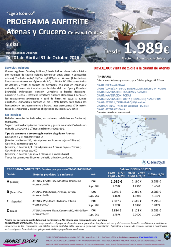 GRECIA Verano 2026. Celestyal Cruises 5 islas griegas y Turquía + Atenas, 8 días desde 1.989 &euro; tasas incluidas