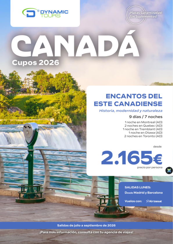 CANADÁ ?Encantos del Este Canadiense??9 días / 7 noches?(? Madrid y Barcelona) desde 2.165 &euro; 