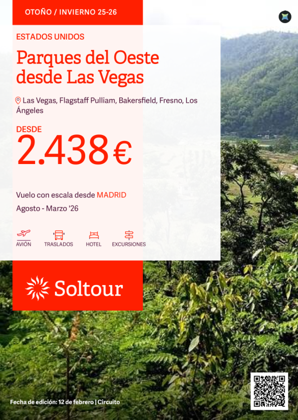 Parques del Oeste desde Las Vegas desde 2.438 &euro; , salidas desde Madrid