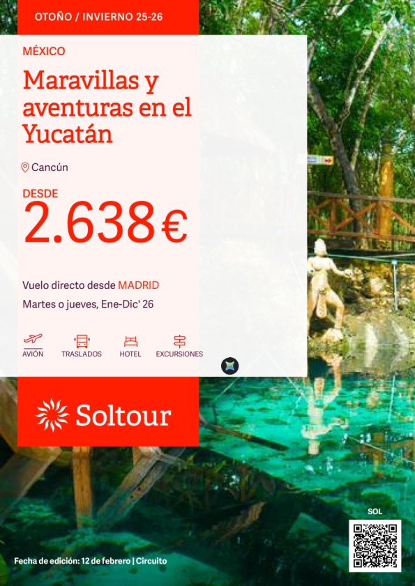 Maravillas y aventuras en el Yucatán (México) desde 2.638 &euro; , salidas desde Madrid