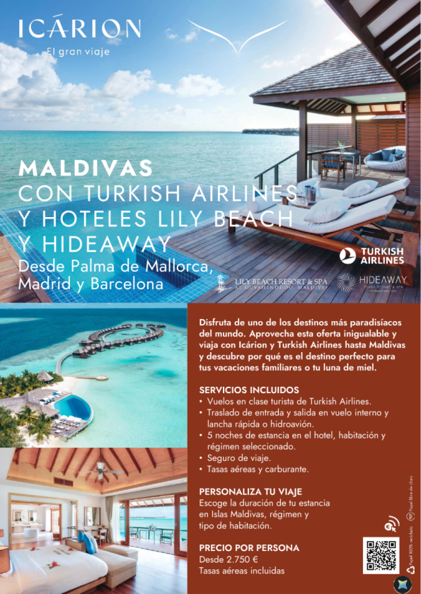 Maldivas con Turkish Airlines y hoteles Lily Beach y Hideaway