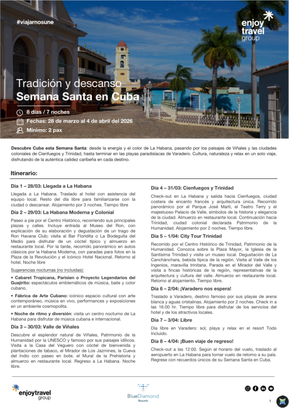 Tradición y Descanso Semana Santa en Cuba desde 1.289 &euro; 