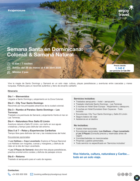 Semana Santa en Dominicana: Colonial & Samaná Natural desde 1.145 &euro; 