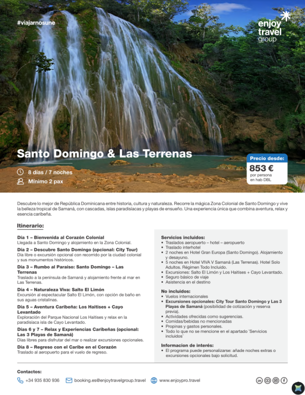 Santo Domingo & Las Terrenas con excursiones desde 853 &euro; 
