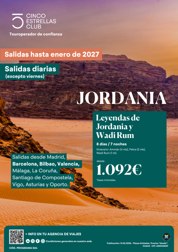 Leyendas de Jordania y Wadi Rum 8ds/7ns dsd 1.092 &euro; 