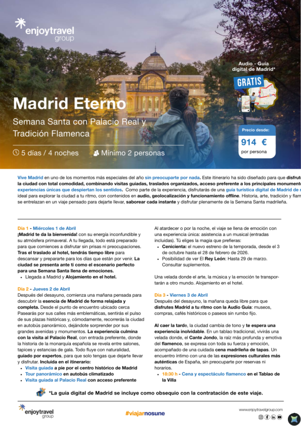 Madrid Eterno Semana Santa con Palacio Real y Tradición Flamenca desde 914 &euro; 