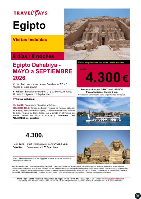 Egipto en Dahabiya de gran Lujo a partir de 4.300 &euro; 