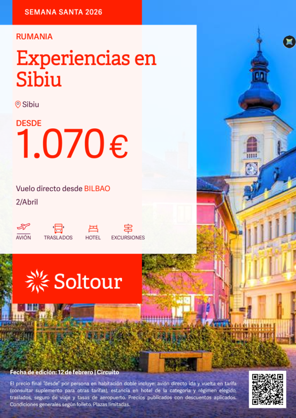 Experiencias en Sibiu desde 1.070 &euro; , salidas el 2 de abril desde Bilbao