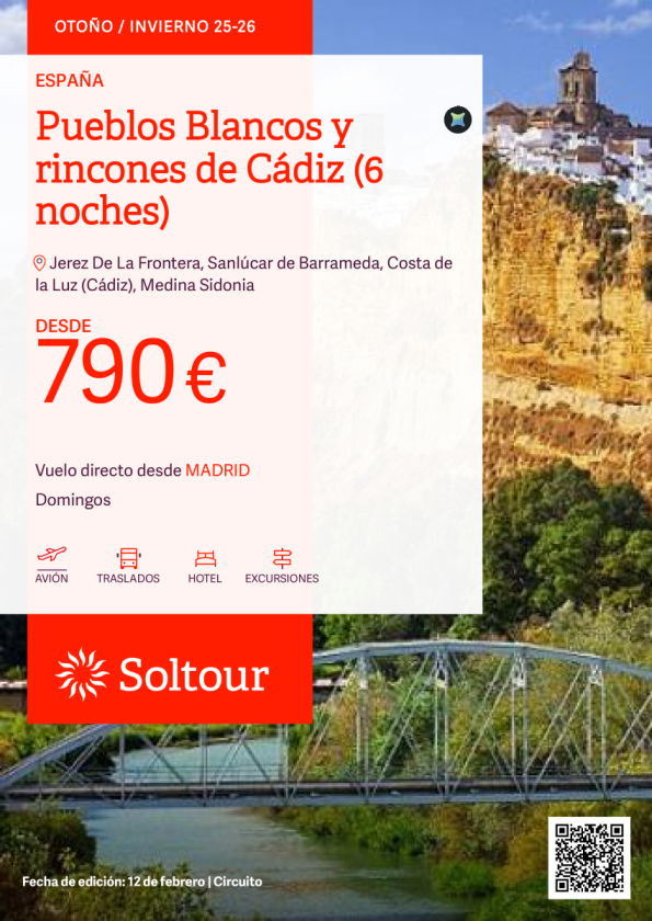 Pueblos Blancos y rincones de Cádiz (6 noches) desde 790 &euro; , salidas desde Madrid