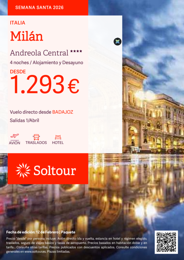 Milán Semana Santa desde 1.293 &euro; , salidas el 1 de abril desde Badajoz