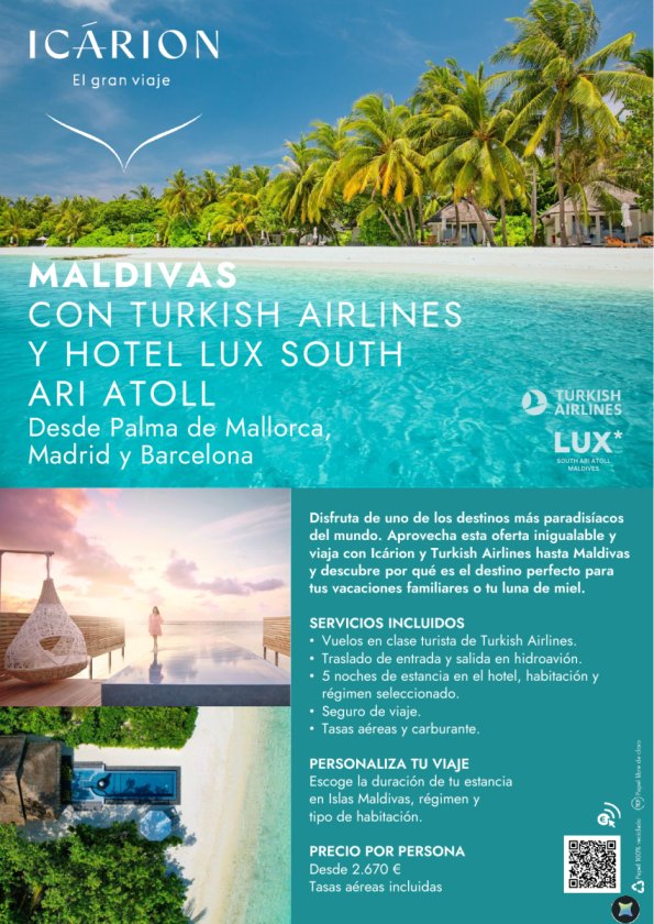 Maldivas con Turkish Airlines y Hotel South Ari Atoll desde Palma de Mallorca, Madrid y Barcelona