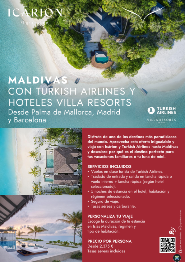 Maldivas con Turkish Airlines y hoteles Villa Resorts