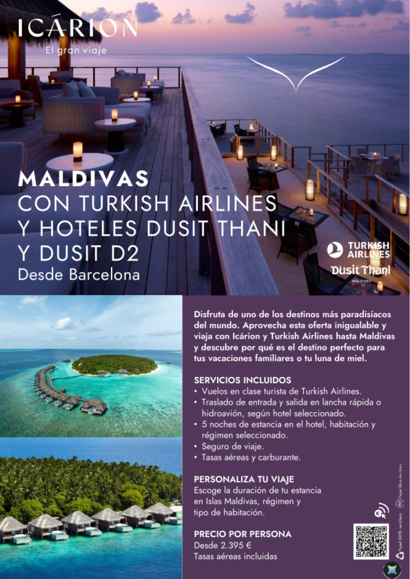 Maldivas con Turkish Airlines y hoteles Dusith Thani y Dusit D2