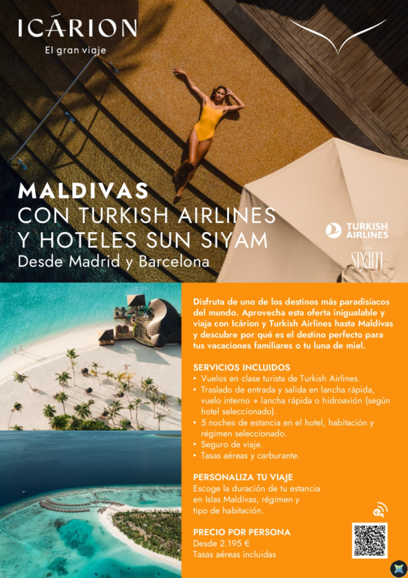 Maldivas con Turkish Airlines y hoteles Sun Siyam