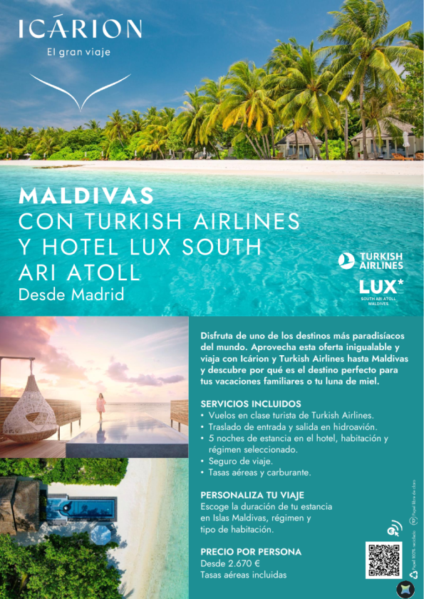 Maldivas con Turkish Airlines y Hotel South Ari Atoll desde Madrid