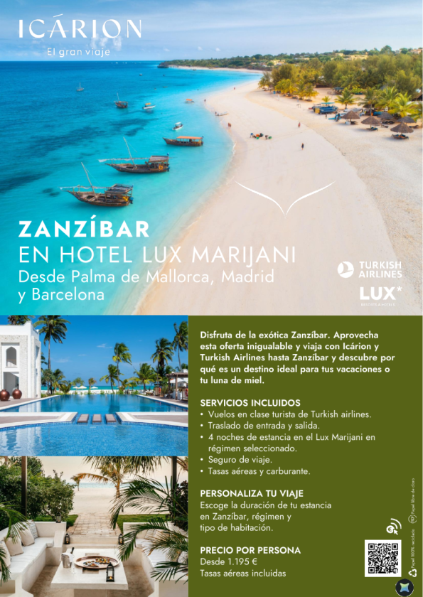 Zanzíbar con Turkish Airlines en hotel Lux Marijani