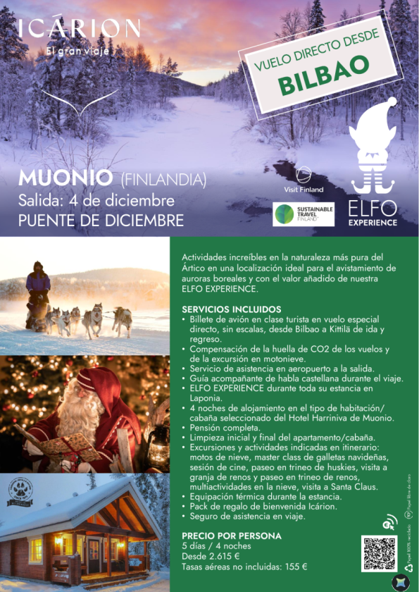 Muonio. Salida 4 de diciembre. Vuelo directo desde Bilbao