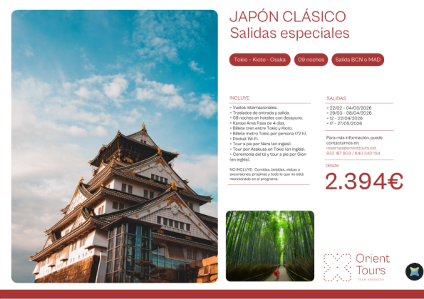 Japón clásico 09 noches salidas especiales desde BCN y MAD desde 2.394 &euro; 
