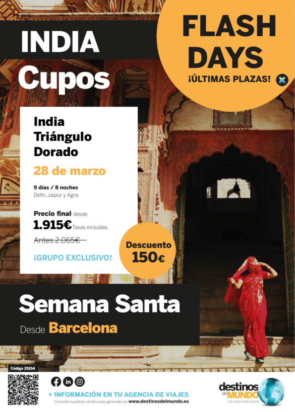 ???India Triángulo Dorado SEMANA SANTA 9 d / 8 n origen: Barcelona salidas: 28 de marzo desde 1.915 &euro; ???